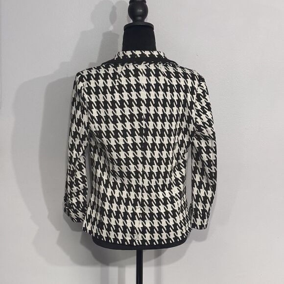 Catherine Malandrino Women's Black White Houndstooth Knit Blazer Jacket SZ Small - Picture 2 of 16